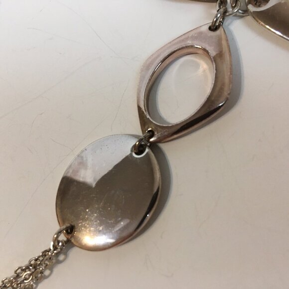 Alfani Mod Pendant Necklace 3 Strand Silver Tone Metal Chain Adjustable length - Picture 6 of 9